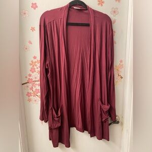 Cielo Open-Front Cardigan in Wine Red